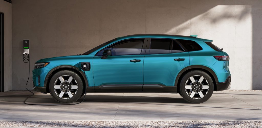 2024 Honda Prologue Elite plugged into a home charger.