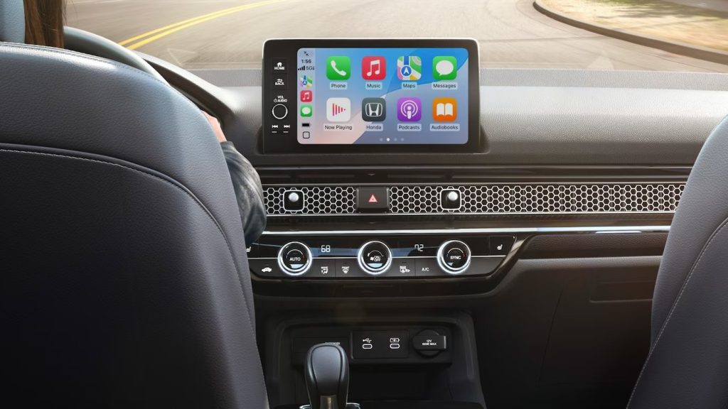 2026 Honda Civic Sedan interior tech view showing apple carplay