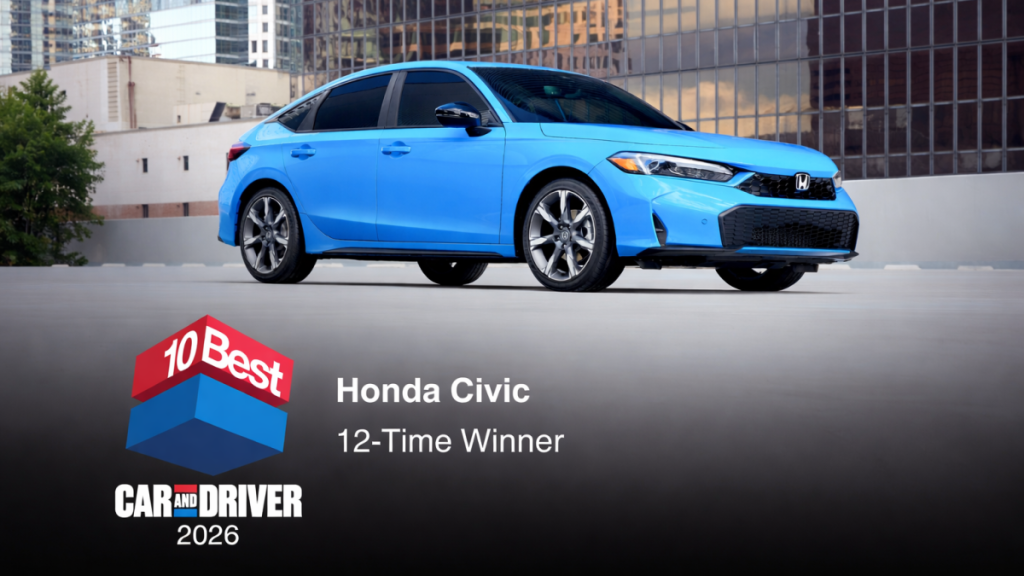 Honda Civic 2026 Car and Driver 10Best Award Winner