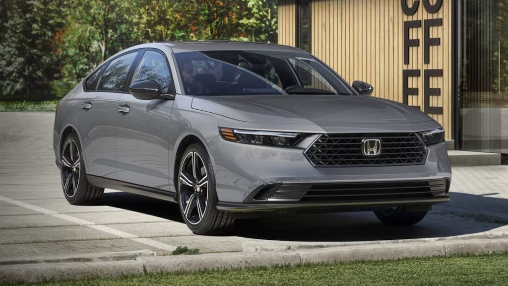 Gray 2026 Honda Accord Front side hero view parked.