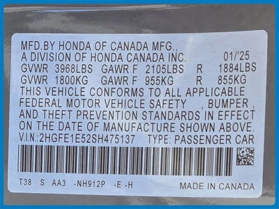 2025 Honda Civic Si Manual