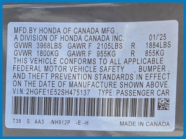 2025 Honda Civic Si Manual