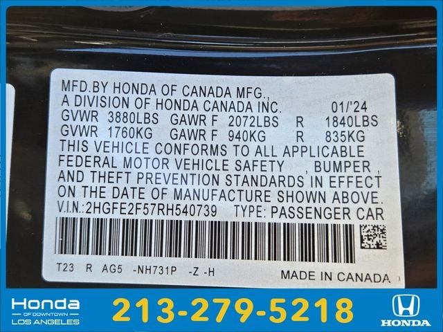 2024 Honda Civic Sport