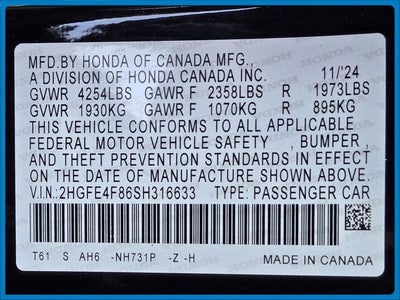 2025 Honda Civic Hybrid Sport