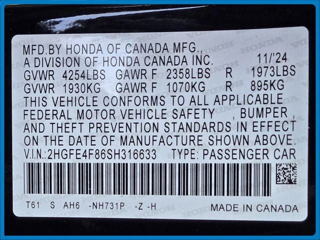 2025 Honda Civic Hybrid Sport