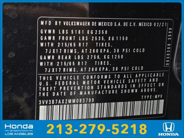 2021 Volkswagen Tiguan 2.0T SE