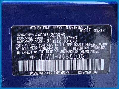 2016 Subaru WRX Premium