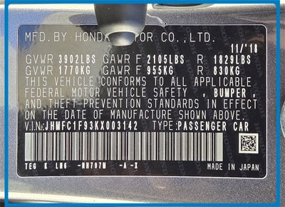 2019 Honda Civic Touring