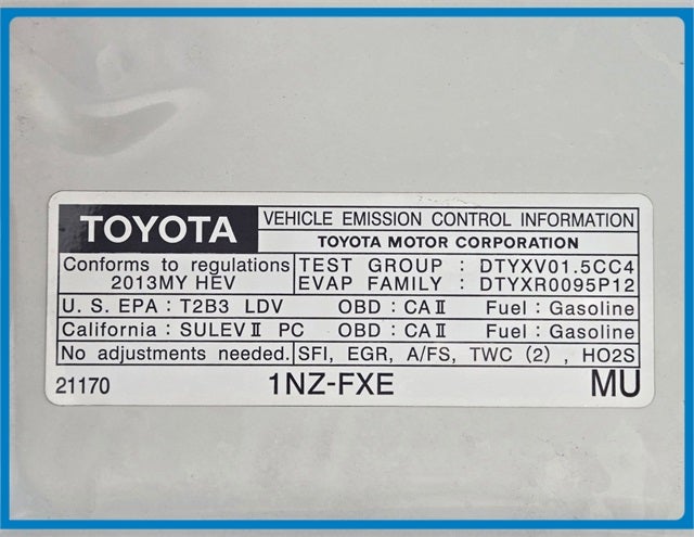 2013 Toyota Prius c Two