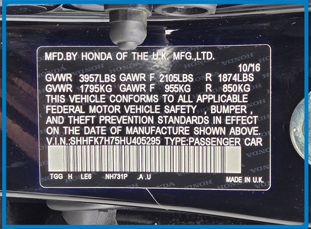 2017 Honda Civic EX-L w/Navigation