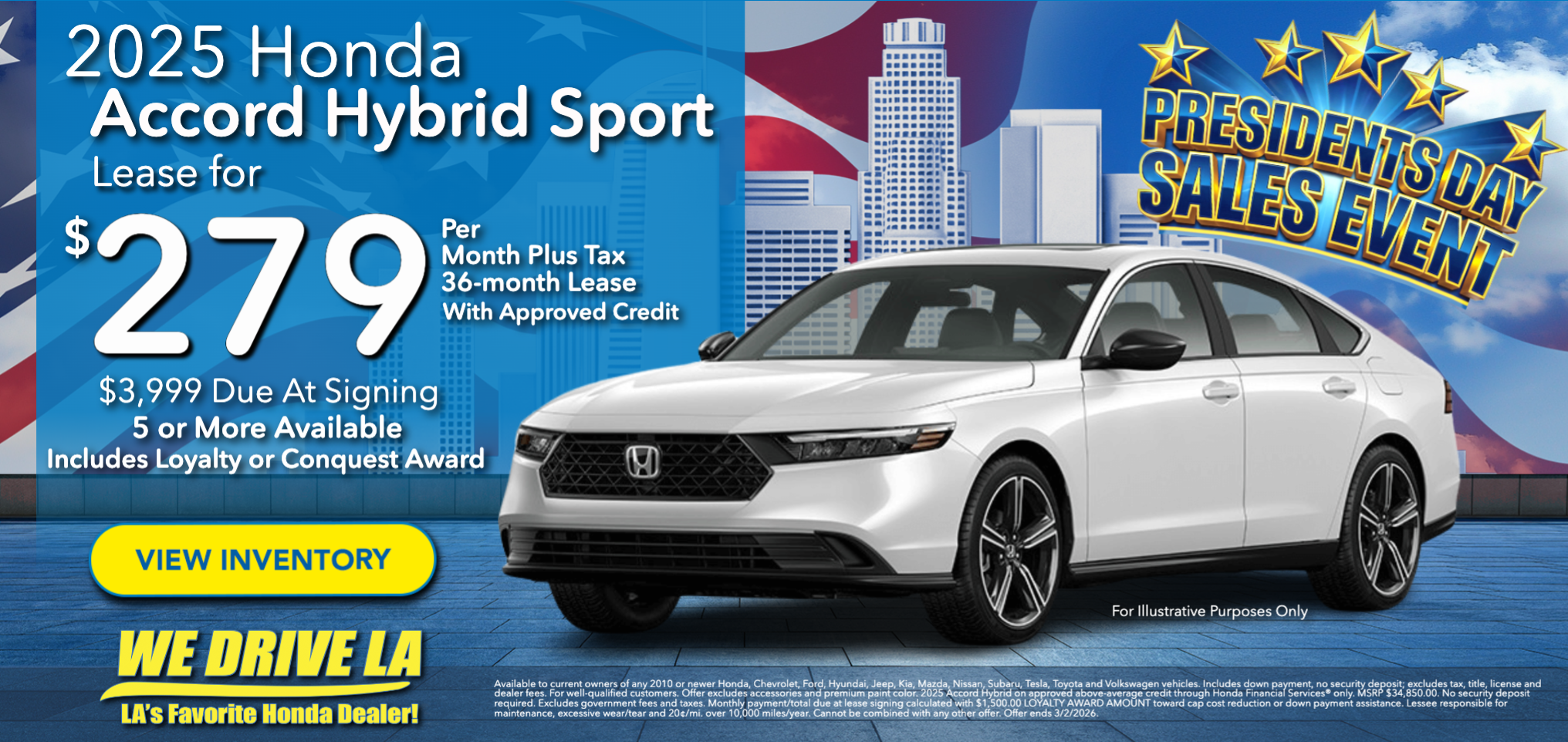 2025 Honda Accord Hybrid Lease starting at $279 per month