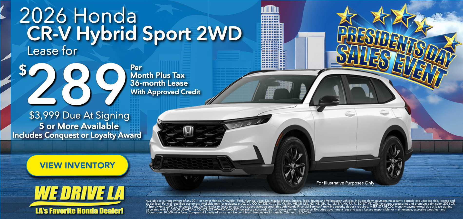 2026 CR-V Hybrid Sport Lease at Honda DTLA