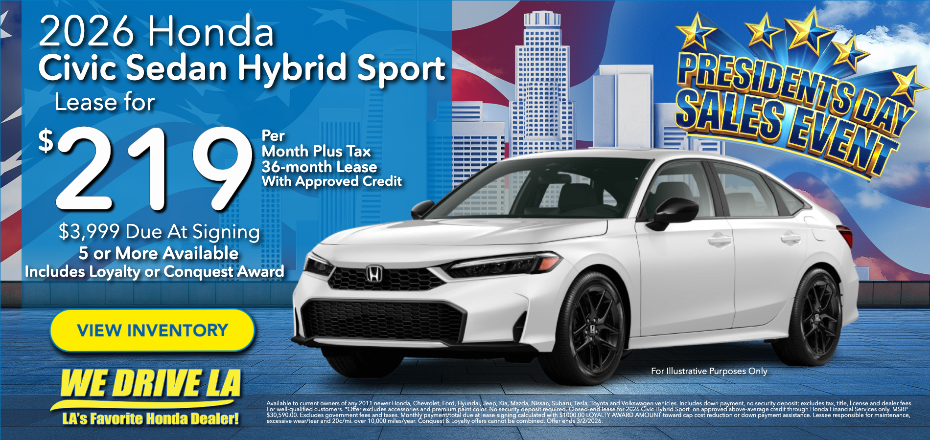 2026 Civic Hybrid Sport lease at Honda DTLA
