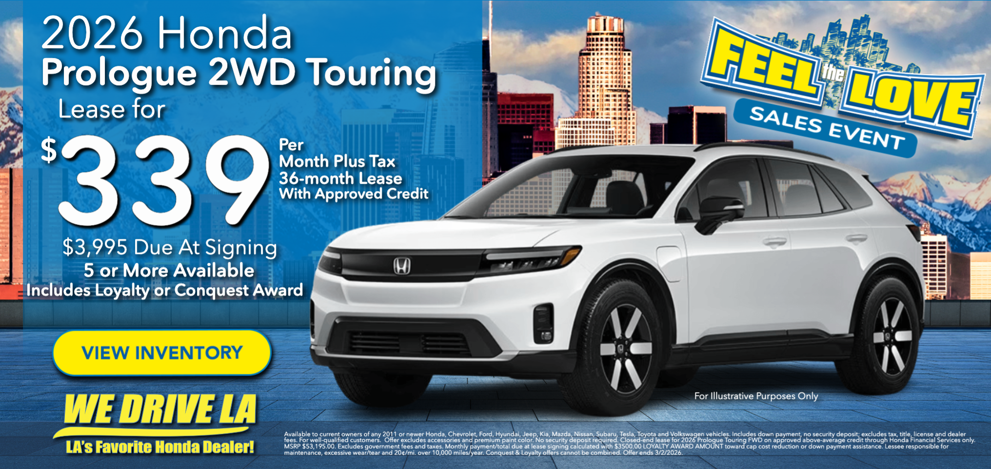 2026 Prologue Touring FWD Lease at Honda DTLA