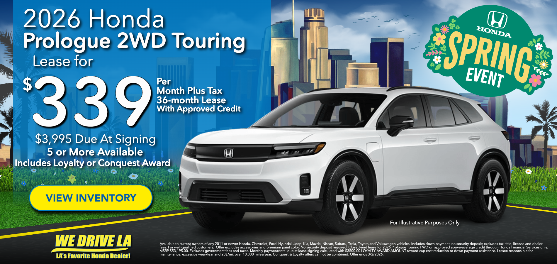 2026 Prologue Touring FWD Lease at Honda DTLA