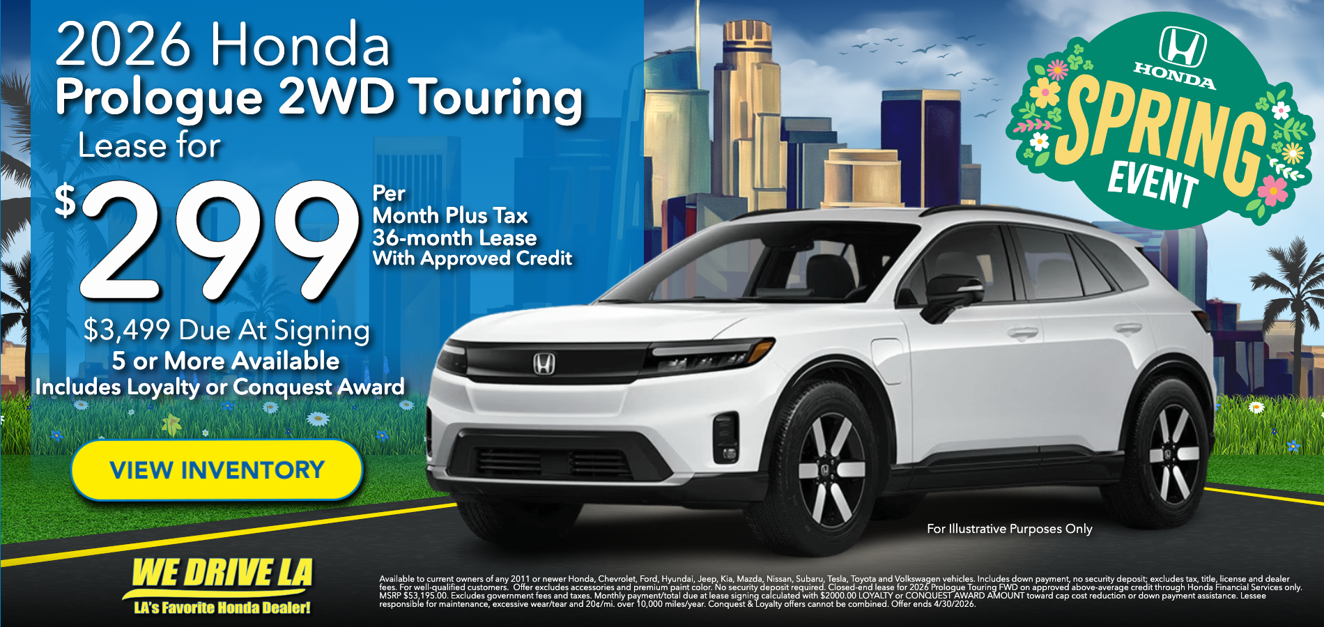 2026 Prologue Touring FWD Lease at Honda DTLA