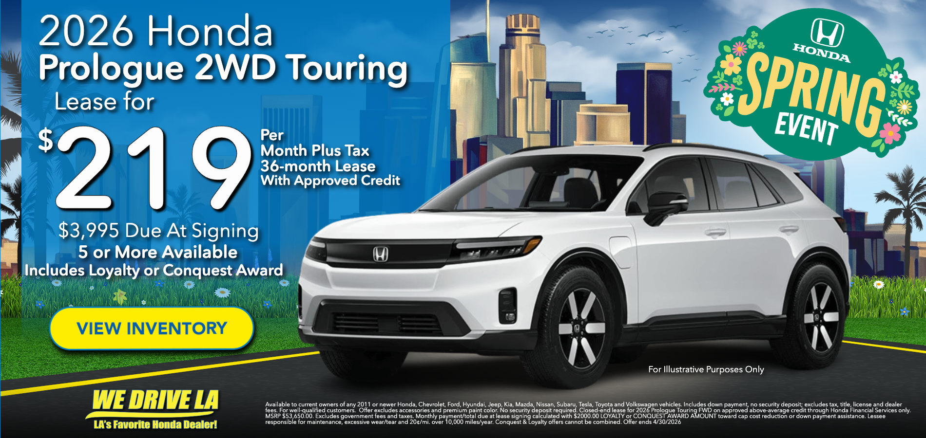 2026 Prologue Touring FWD Lease at Honda DTLA