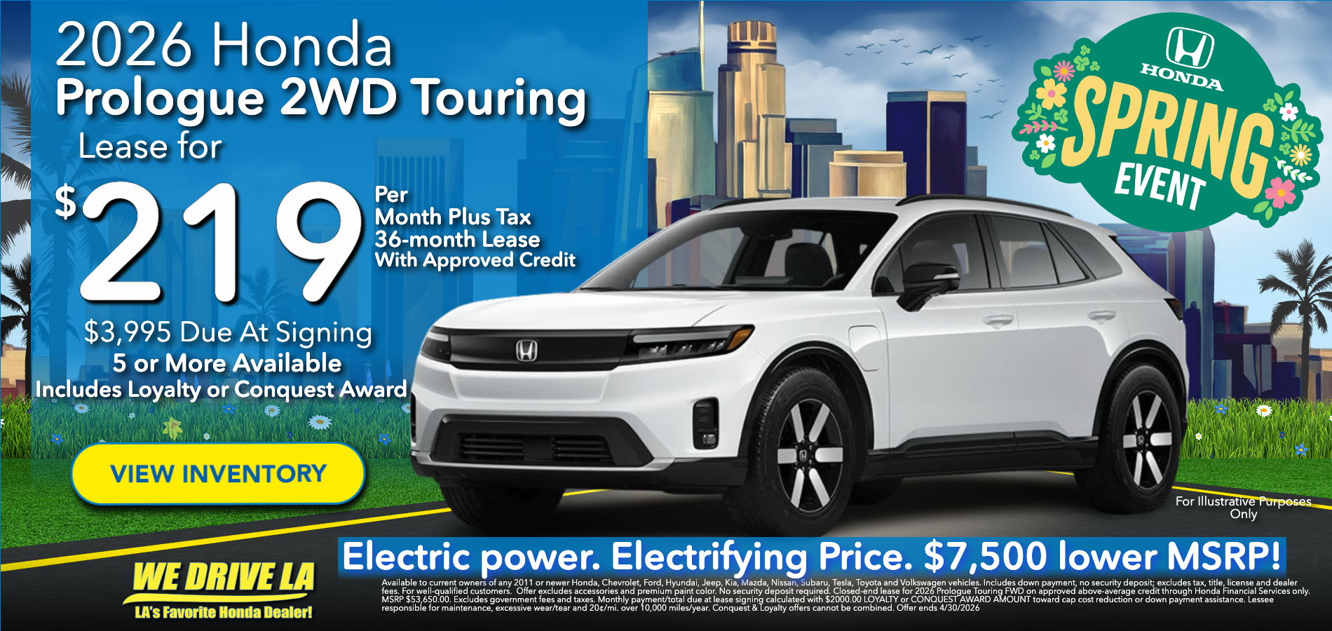 2026 Prologue Touring FWD Lease at Honda DTLA