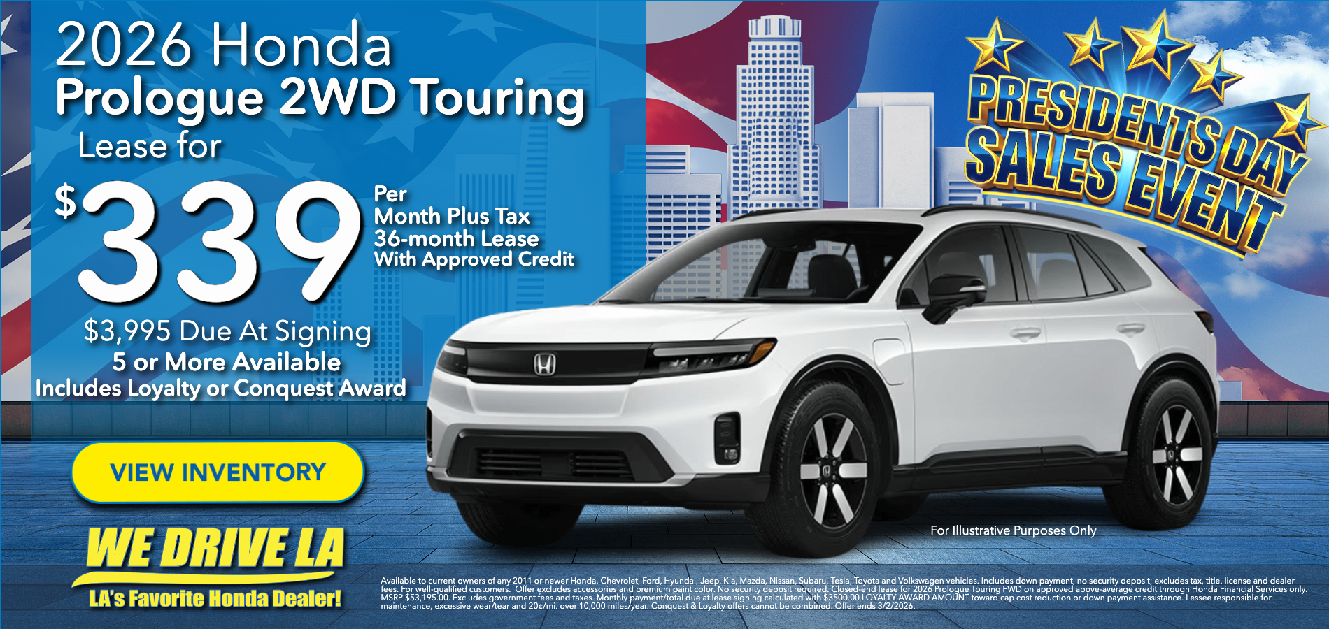 2026 Prologue Touring FWD Lease at Honda DTLA