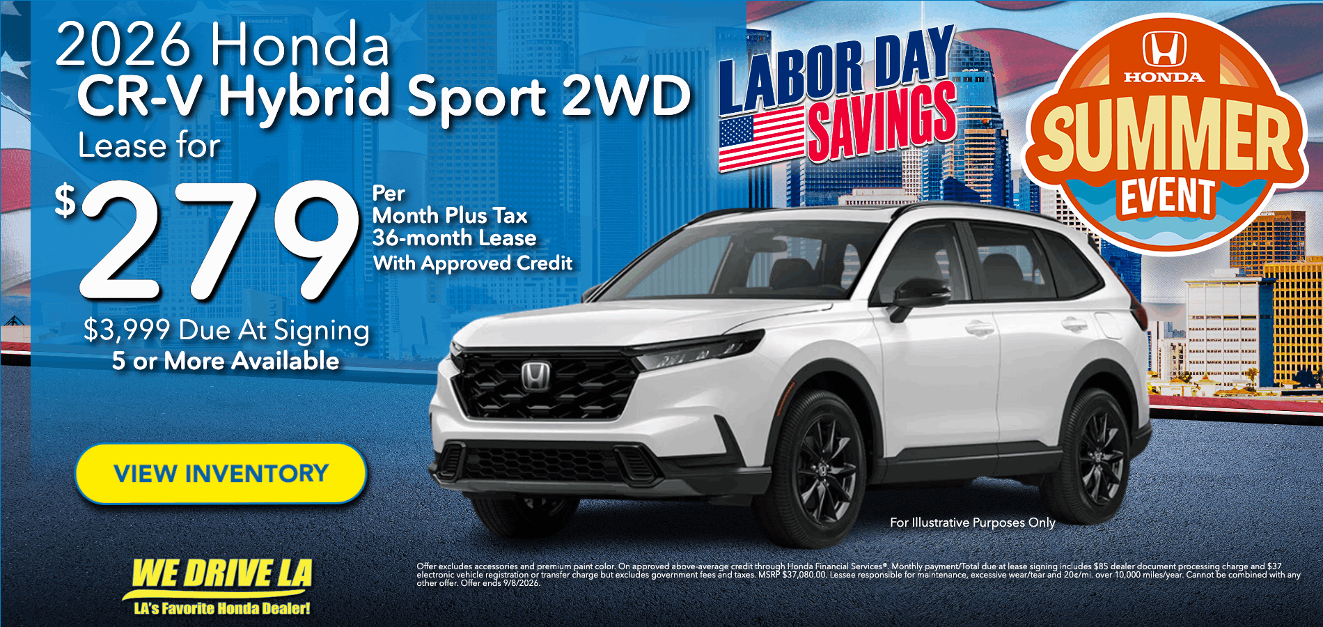 Labor Day Savings on 2026 CR-V Hybrid Sport at Honda DTLA!