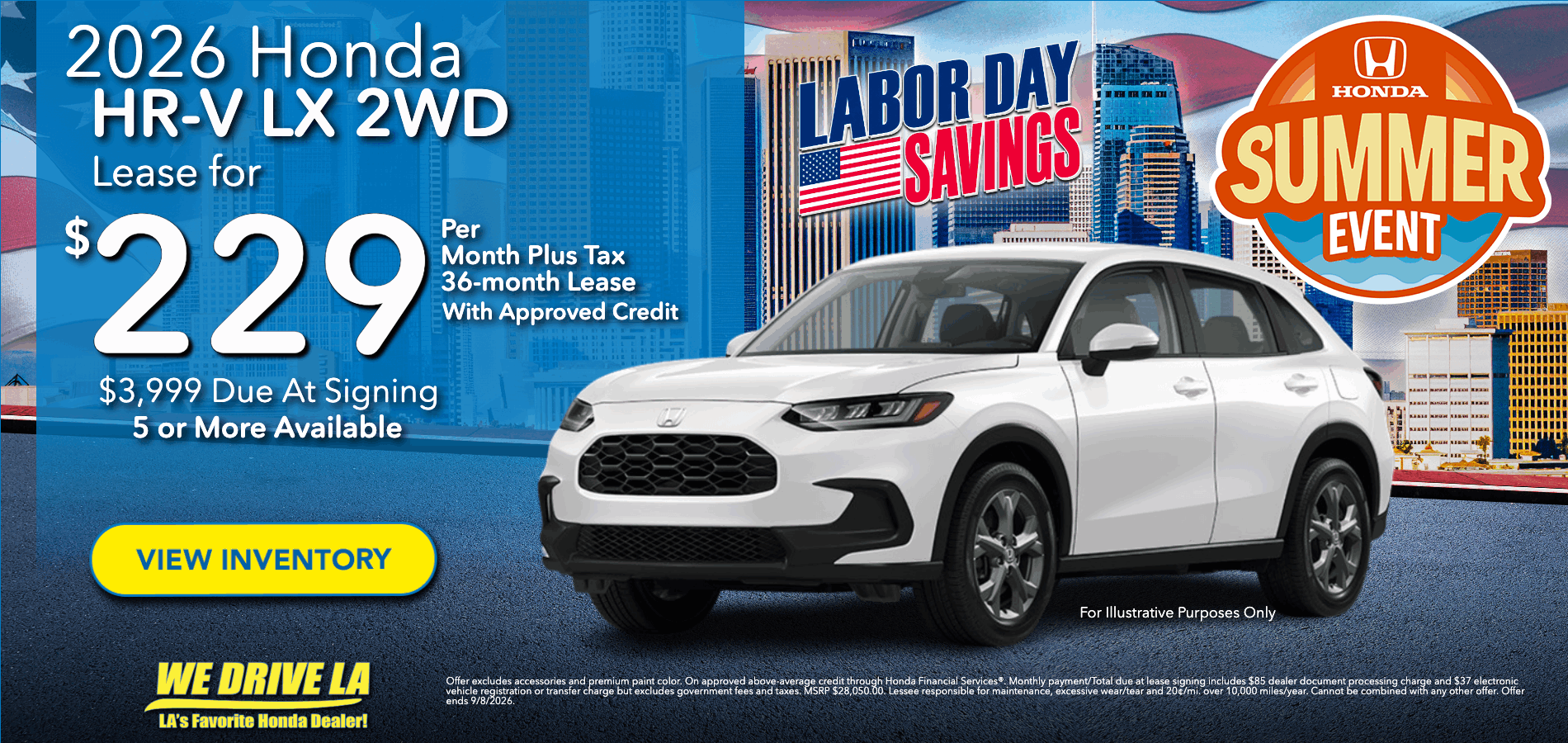 Labor Day Savings on 2027 HR-V at Honda DTLA!