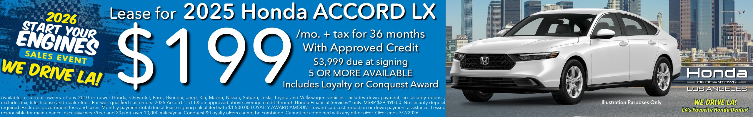 2025 Honda Accord LX Lease at Honda DTLA!